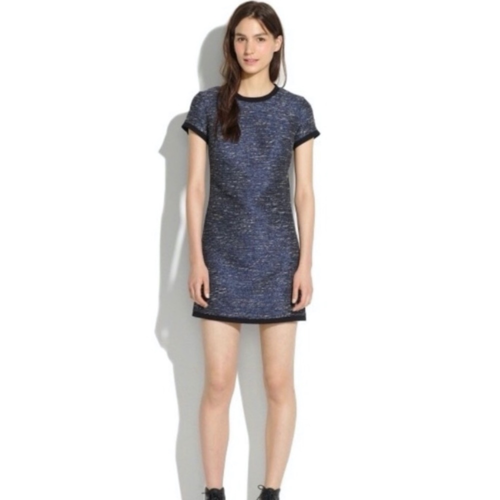 Madewell Shimmerweave Blue Tweed Mini Sheath Dress Size 12